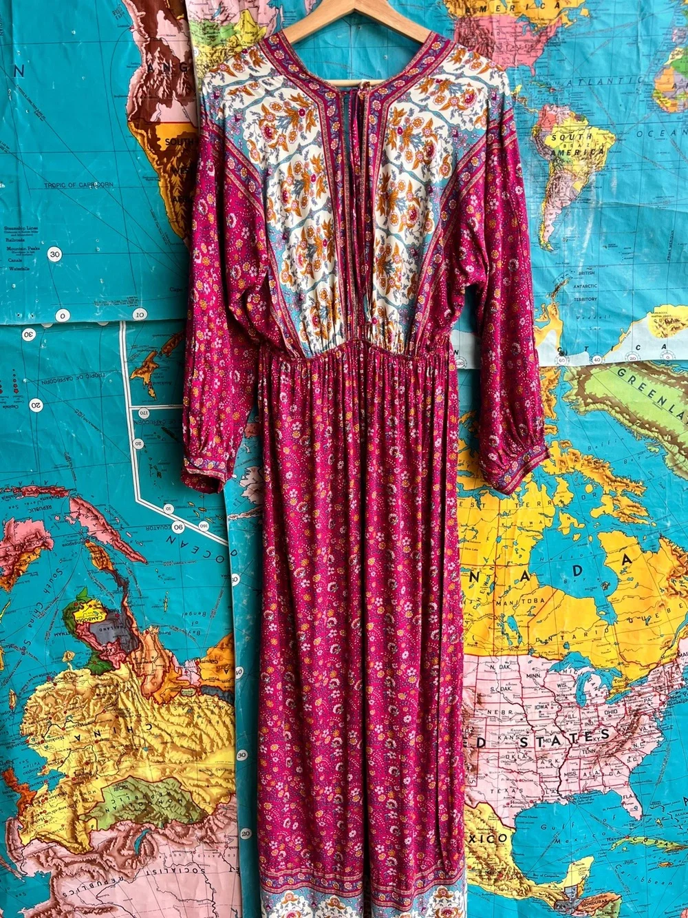 Pink Lily Magenta Boho Floral Maxi Dress - Picture 2 of 7